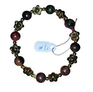 Hand Crafted Picasso Jasper Beaded Bracelet